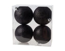 Boules de Noël Cosy @Home pailletées noires ø 10 cm - 4 pièces