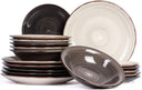 Service de vaisselle Cookinglife Delice Gris 18 pièces / 6 personnes - 6 Assiette plates, 6 assiettes creuses en 6 assiettes à petit-déjeuner