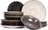 Ensemble de vaisselle Cookinglife - Delice Gris - 18 pièces / 6 personnes - 6 assiettes plates, 6 assiettes creuses et 6 assiettes à dessert