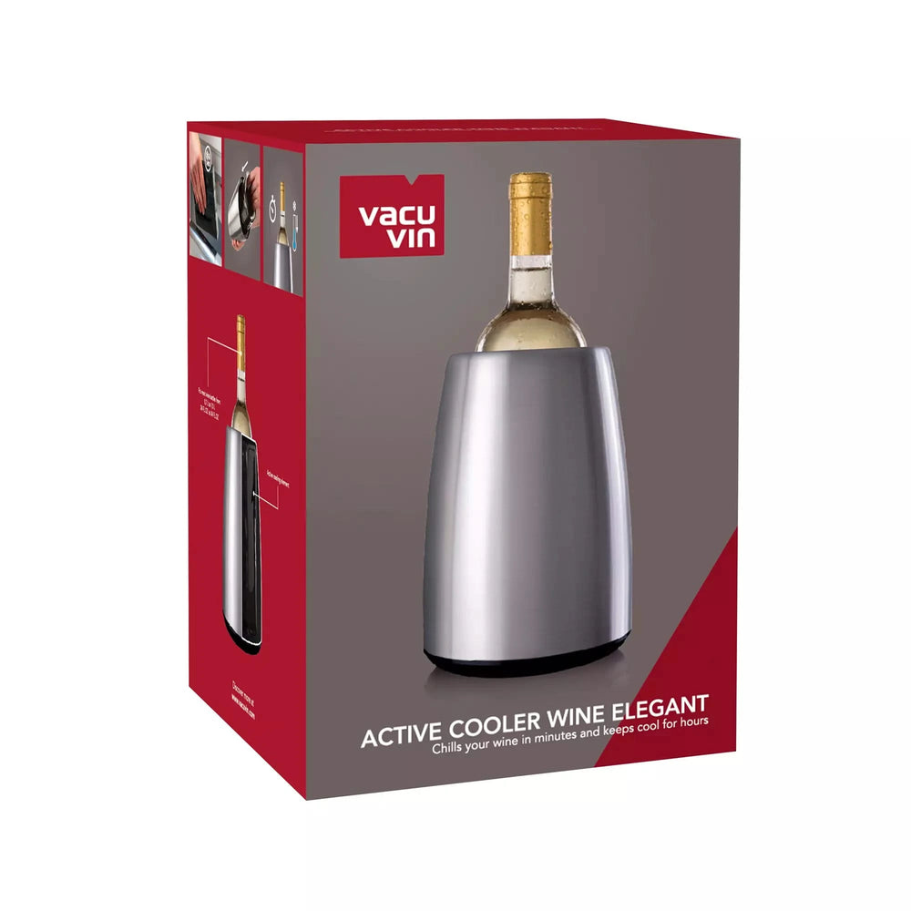 Refroidisseur de vin Vacu Vin Active Cooler Elegant en acier inoxydable - Boîte - Argent