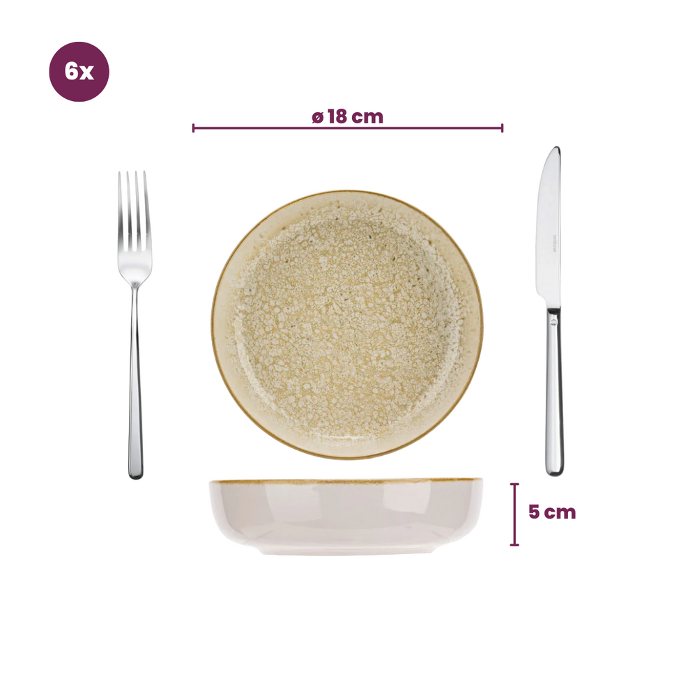 Set d'assiettes Cosy&Trendy - Assiettes creuses - Baltic Luna - 18 cm - 6 pièces