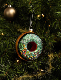 Boule de Noël Nordic Light Donut Marron/Bleu 10 cm