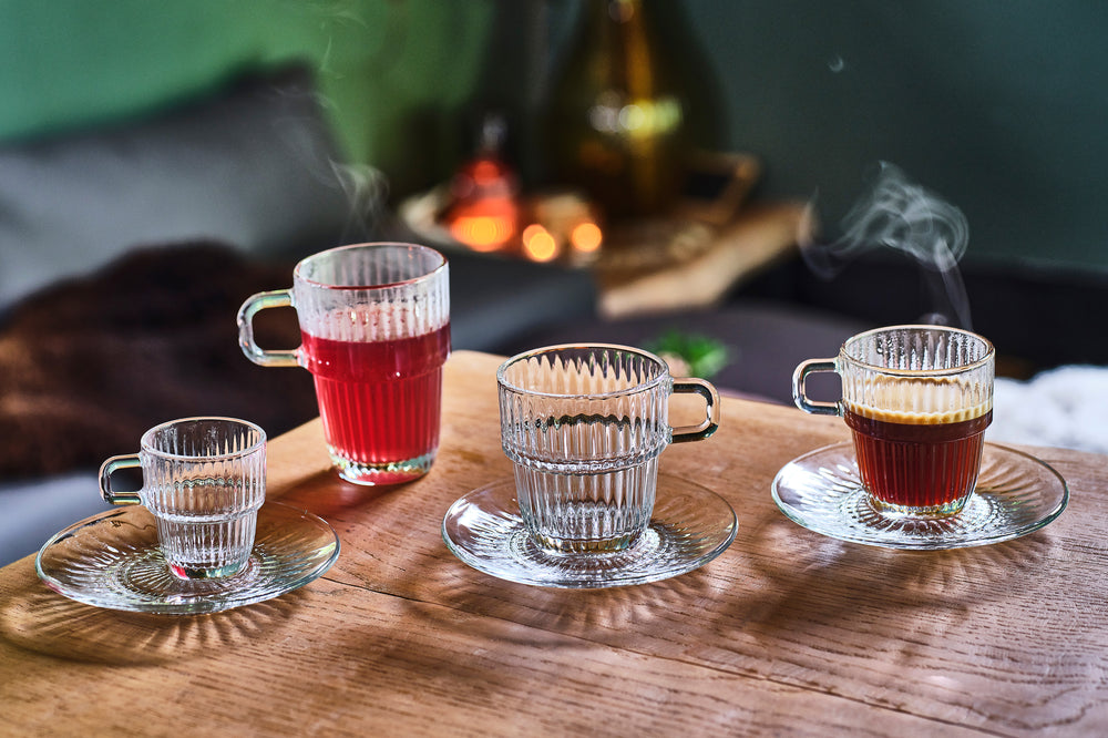 Bormioli Rocco Theeglazen - Koffiekopjes met oor - Stapelbaar - Barshine 250 ml - 6 Stuks