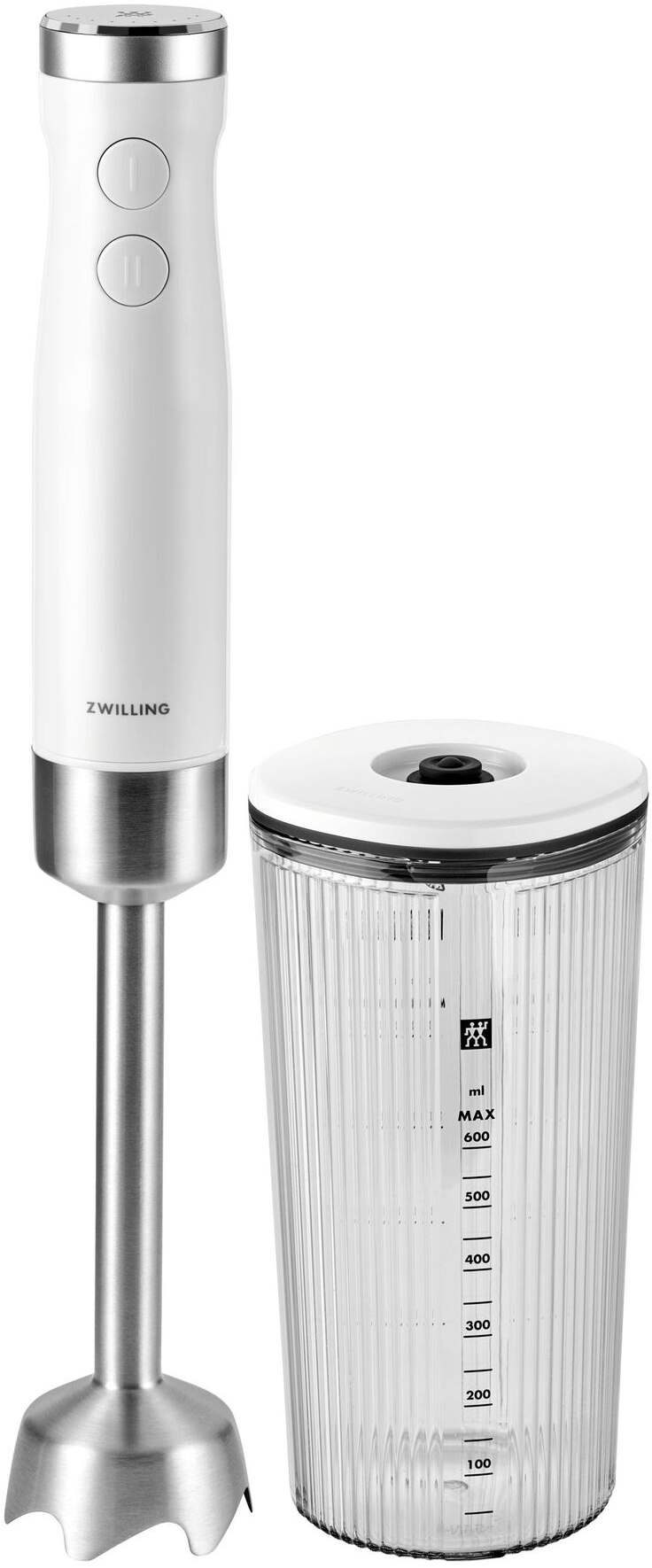 Mixeur plongeant Zwilling Enfinigy - 800 W - 9 vitesses - Argent/Blanc