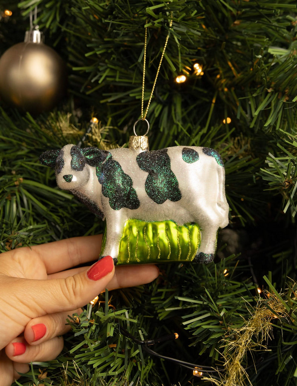 Boule de Noël Nordic Light Vache 12 cm