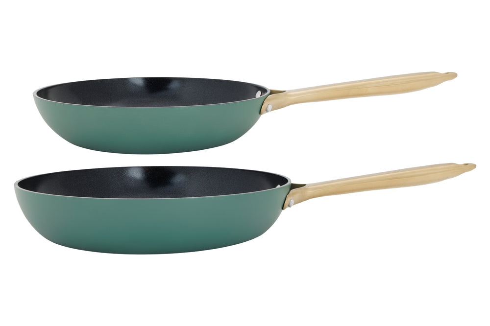 Cookinglife Koekenpannenset Style Groen - ø 24 & 28 cm - keramische anti-aanbaklaag - geschikt voor alle warmtebronnen