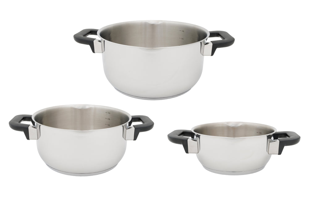 Cookinglife Pannenset Stay Cool - RVS - Kookpan Ø 16, 20, 24 cm & Steelpan Ø 16 cm + Deksels - 7 delig