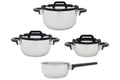 Cookinglife Pannenset Stay Cool - RVS - Kookpan Ø 16, 20, 24 cm & Steelpan Ø 16 cm + Deksels - 7 delig