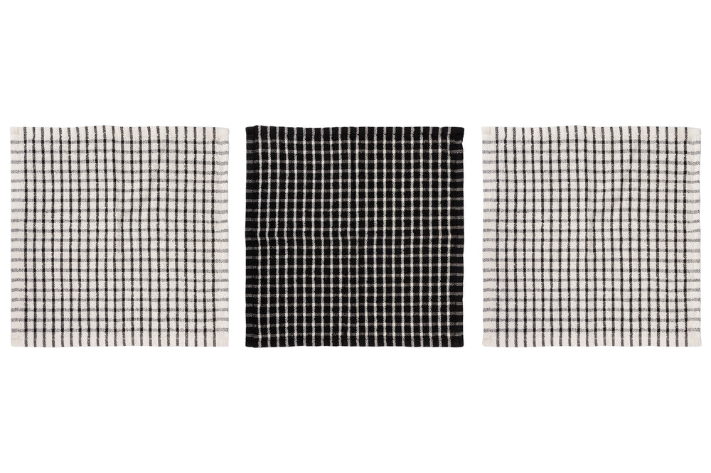 Torchons Cosy & Trendy Stoff Black Chambray 30x30 cm - 3 pièces