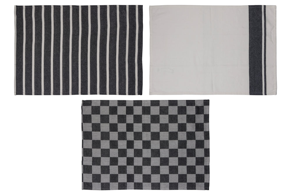 Torchons Cosy & Trendy Stoff Black Chambray 50x70 cm - 3 pièces