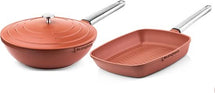 Ensemble de casseroles Westinghouse Performance (poêle wok + poêle grill) ø 28 cm - Rouge - Induction et toutes autres sources de chaleur