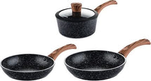 Ensemble de casseroles Westinghouse Marble Wood (Poêle ø 28 et 30 cm + Casserole ø 18 cm) - Induction et toutes autres sources de chaleur