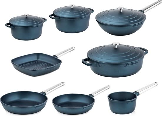 Ensemble de casseroles Westinghouse Performance - Bleu - 8 casseroles - Ensemble de casseroles complet - Induction et toutes autres sources de chaleur