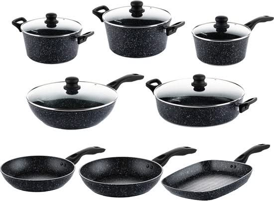 Ensemble de casseroles Westinghouse Black Marble - 8 casseroles - Ensemble de casseroles complet - Induction et toutes autres sources de chaleur