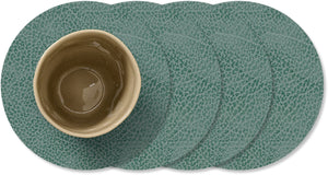 Dessous de Verre LIND DNA Hippo - Cuir - Vert pastel - ø 10 cm - 4 pièces