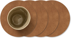 Dessous de Verre LIND DNA Nupo - Cuir - Nature - ø 10 cm - 4 pièces