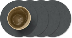 Dessous de Verre LIND DNA Nupo - Cuir - Anthracite - ø 10 cm - 4 pièces