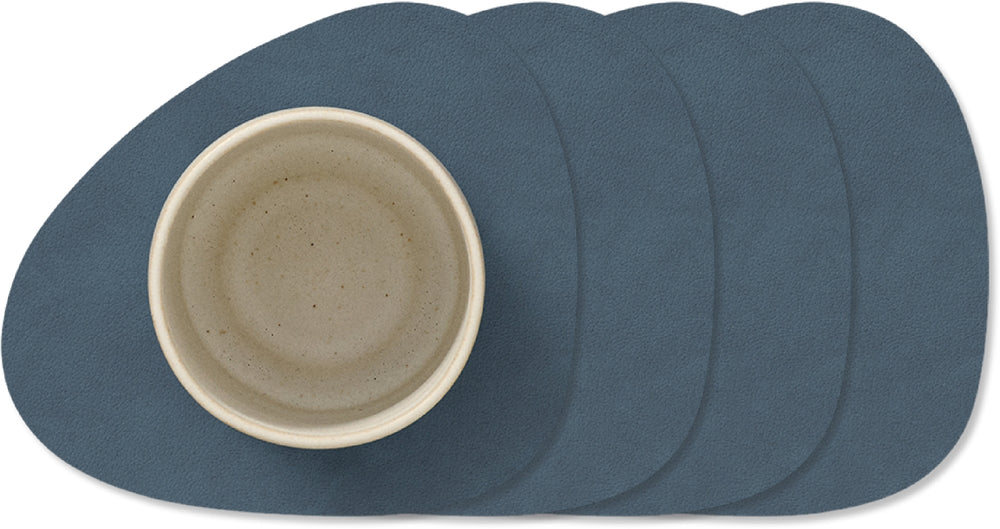 Dessous de Verre LIND DNA Nupo - Cuir - Bleu foncé - 13 x 11 cm - 4 pièces
