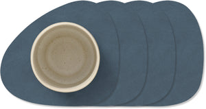 Dessous de Verre LIND DNA Nupo - Cuir - Bleu foncé - 13 x 11 cm - 4 pièces