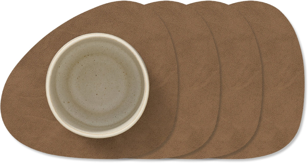 Dessous de Verre LIND DNA Nupo - Cuir - Marron - 13 x 11 cm - 4 pièces
