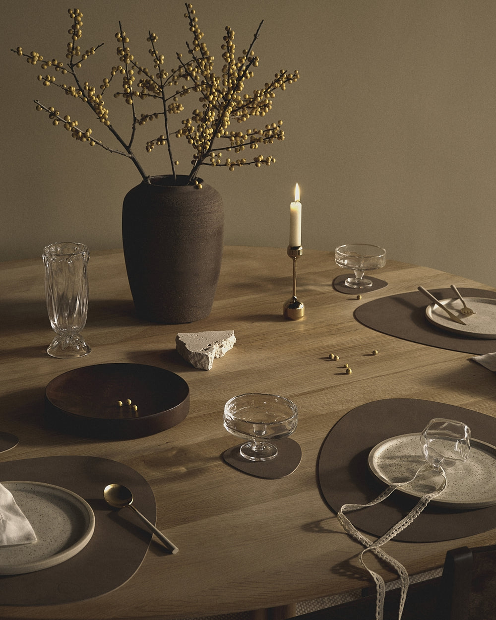 Dessous de Verre LIND DNA Nupo - Cuir - Marron - 13 x 11 cm - 4 pièces