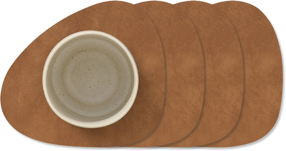 Dessous de Verre LIND DNA Nupo - Cuir - Nature - 13 x 11 cm - 4 pièces