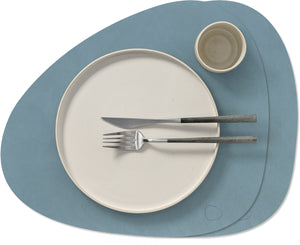 Sets de table LIND DNA Nupo - Cuir - Bleu clair - Courbé - 44 x 37 cm - 2 pièces