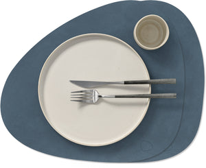Sets de table LIND DNA Nupo - Cuir - Bleu Foncé - Courbé - 44 x 37 cm - 2 Pièces