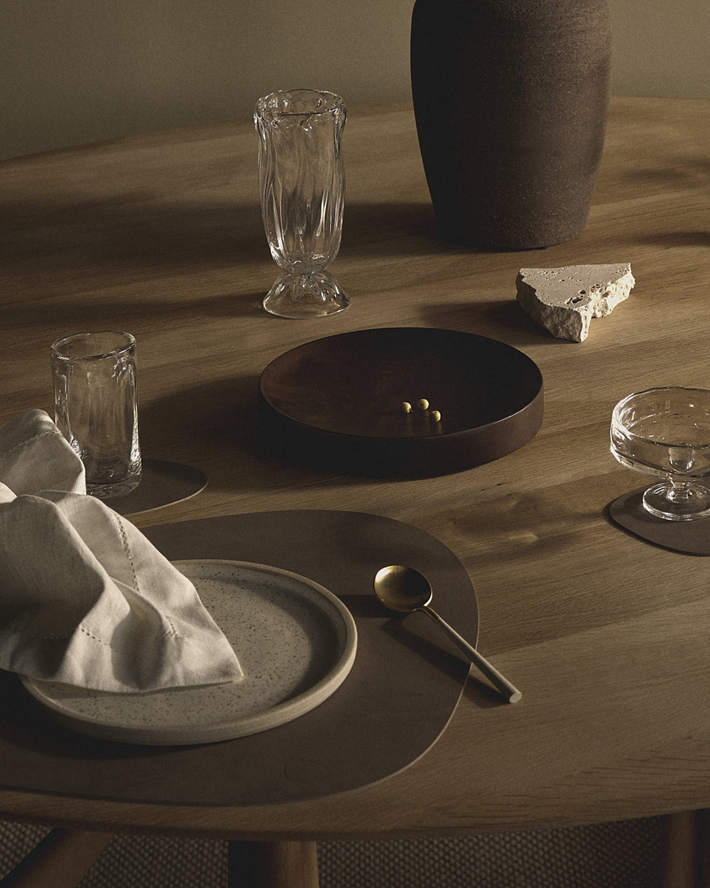 Sets de table LIND DNA Nupo - Cuir - Marron - Courbé - 44 x 37 cm - 2 Pièces