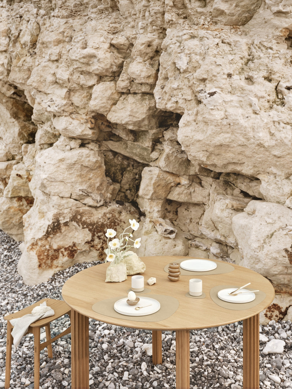 Sets de table LIND DNA Nupo - Cuir - Khaki - Courbé - 44 x 37 cm - 2 pièces