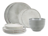 Service de vaisselle Salt & Pepper Artisan Green - 12 pièces / 4 personnes - 4 Assiette plates, 4 assiettes à petit-déjeuner en 4 bols