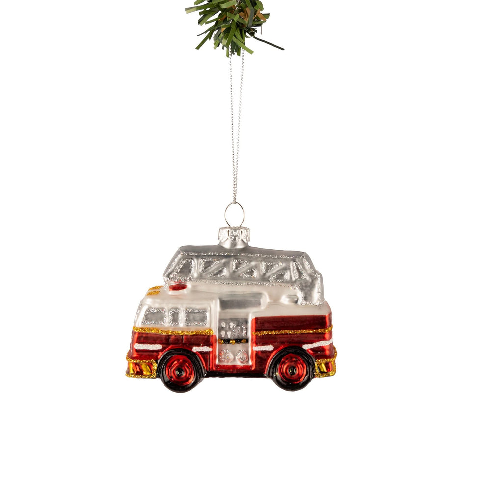 Boule de Noël Nordic Light Camion de pompiers 9 cm