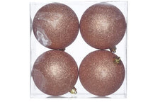 Boules de Noël Cosy @Home cuivre pailleté ø 10 cm - 4 pièces