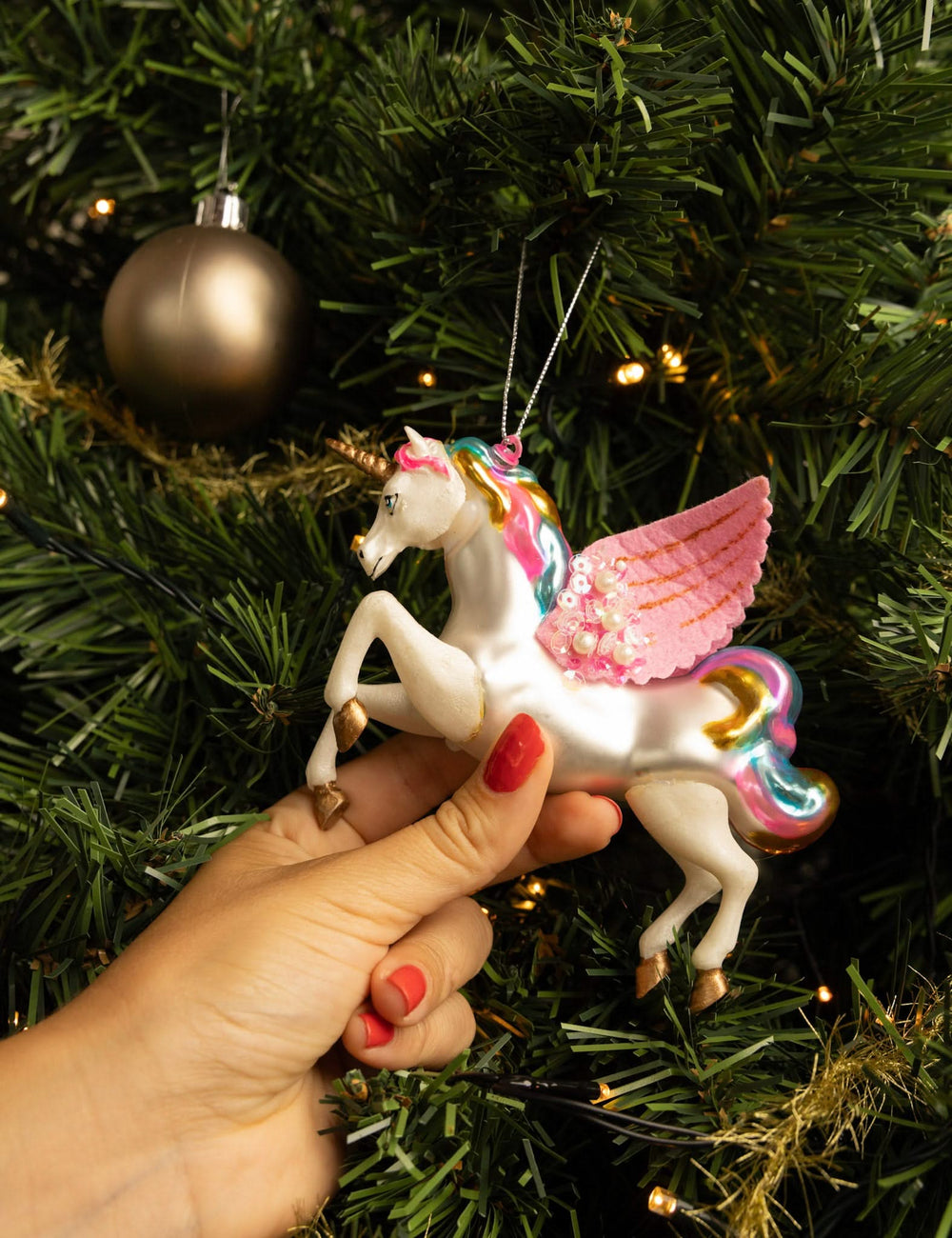 Boule de Noël Nordic Light Licorne 17 cm