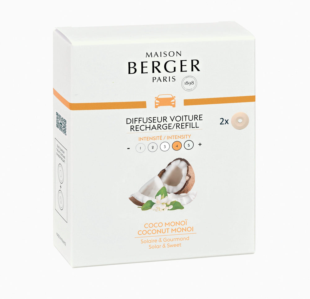 Recharge Maison Berger - pour parfum de voiture - Coconut Monoi - 2 Pièces