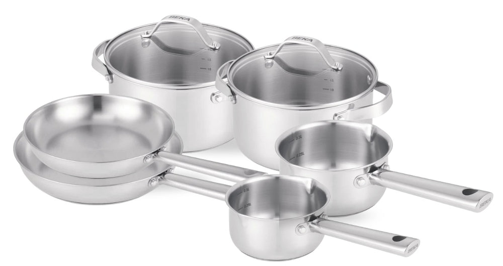 Batterie de casseroles 6 pièces Beka Cicla - sans revêtement antiadhésif - convient à toutes les sources de chaleur (casseroles, poêles et casseroles)