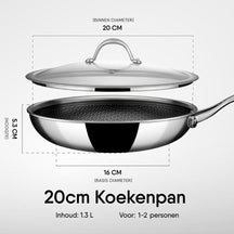 Poêle à Frire Hybride Stahl Cookware - 20 cm - Couvercle Inclus