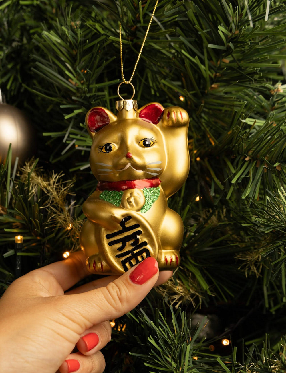 Boule de Noël Nordic Light Maneki Neko 10 cm