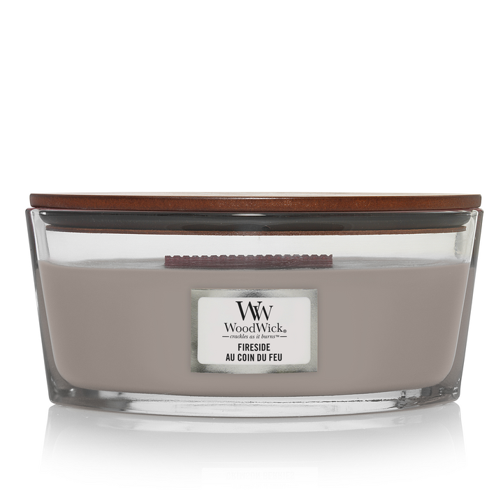 Bougie parfumée WoodWick Ellipse Fireside - 9 cm / 19 cm