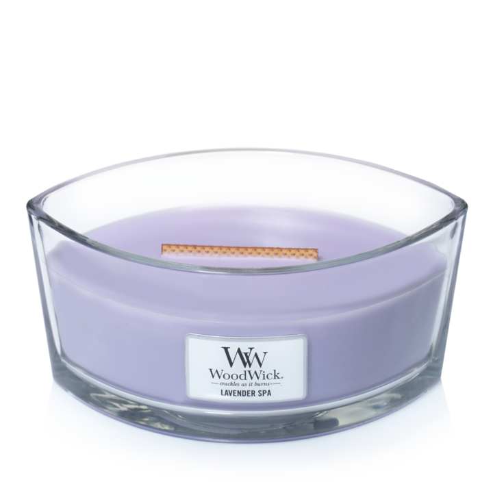 Bougie parfumée en bois WoodWick Ellipse Lavender Spa - 9 cm / 19 cm