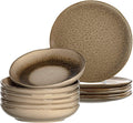 Leonardo Service de table Matera (assiettes plates + assiettes creuses) - Beige - 12 pièces / 6 personnes