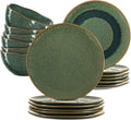 Leonardo Service de Vaisselle Matera (Assiettes plates + Assiettes petit-déjeuner + Bols) - Vert - 18 pièces / 6 personnes