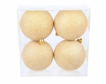 Boules de Noël Cosy @Home pailletées Champagne ø 10 cm - 4 pièces