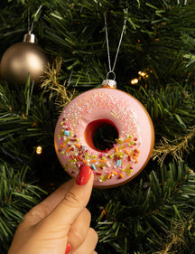 Boule de Noël Nordic Light Donut Rose 10 cm