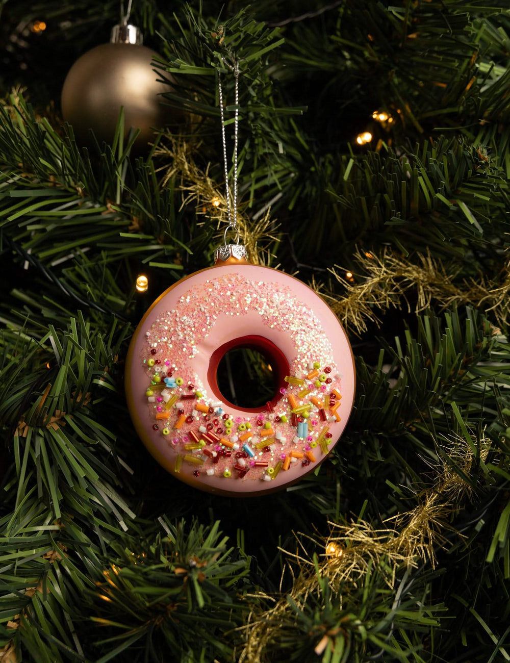 Boule de Noël Nordic Light Donut Rose 10 cm