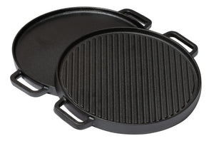 Plaque de cuisson Blackwell BBQ en fonte noire ø 30 cm - Sans revêtement antiadhésif 2 côtés