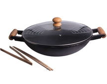 Poêle Wok Cookinglife - avec ustensiles de cuisine - Fonte - ø 36 cm / 6,5 Litres - Revêtement antiadhésif émaillé