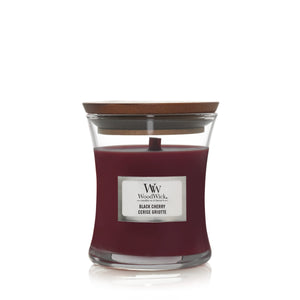 Bougie parfumée WoodWick - Bougie en verre - Cerise Noire - 8 cm / ø 7 cm