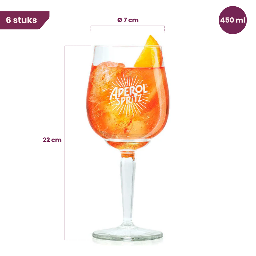 Verres Aperol Spritz - 450 ml - Verre officiel - 6 pièces