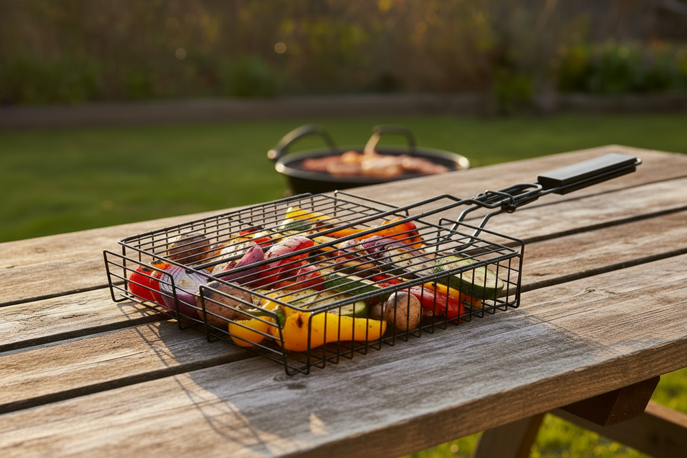 Panier à griller Cookinglife BBQ Fire & Flavour 41,5 x 31,5 x 6 cm - Métal antiadhésif - Accessoire pour griller légumes et viandes